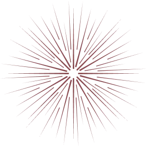 Dessin linéaire rouge foncé d’un feu d’artifice stylisé