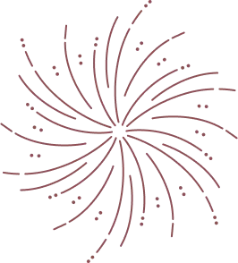 Dessin de feu d'artifice rouge stylisé sur fond clair