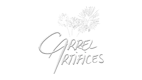 Logo Garrel Artifices avec dessin de feu d'artifice